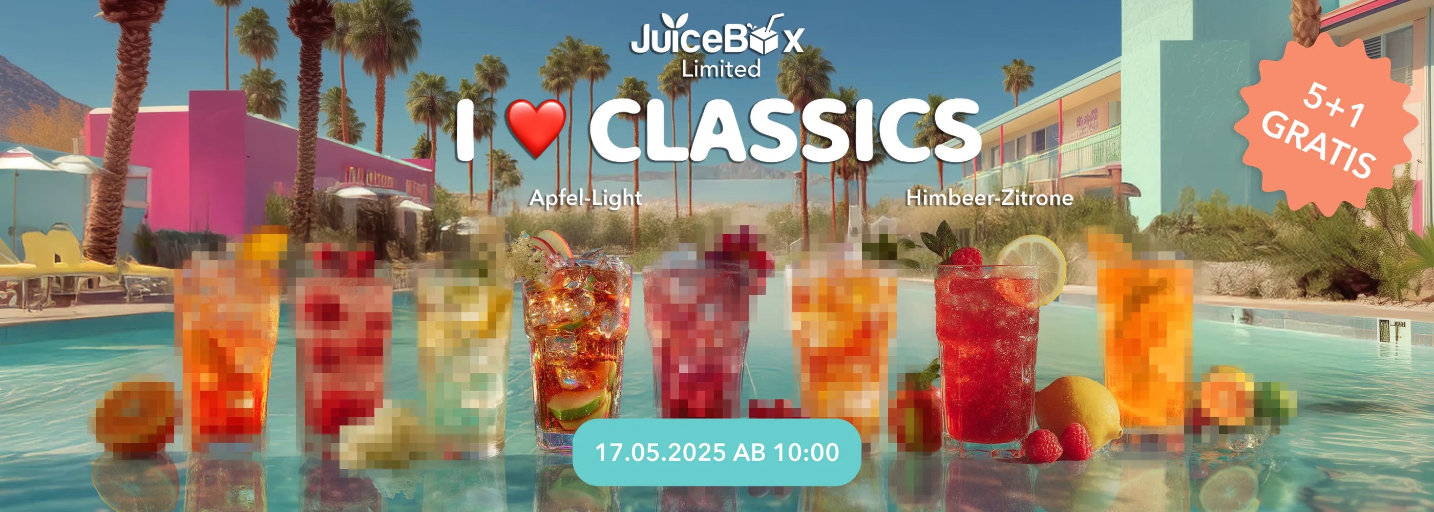 Promotion for free glass straws with purchase of four boxes on a green background.